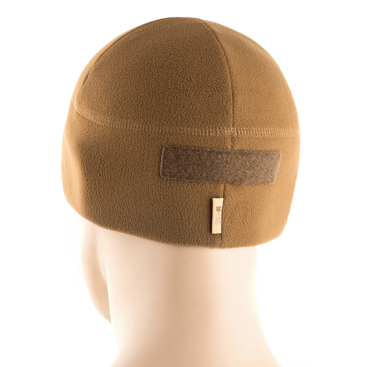 M-Tac Fleece Tactical Watch Cap Beanie m. Patch Panel ruskeasta fleecestä, kevyt ja nopeasti kuivuva, sopii taktiseen käyttöön ja ulkoiluun.