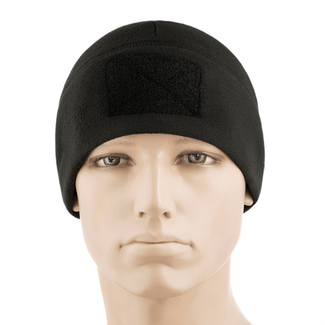 M-Tac Fleece Tactical Watch Cap Beanie m. Patch Panel mustasta fleecestä, matala profiili. Ihanteellinen taktiseen käyttöön ja ulkoiluun.