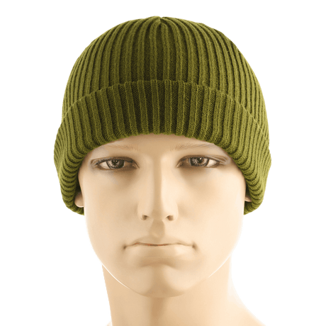 M-Tac Watch Cap 100% Akryl oliivinvihreä neulepipo viileään säähän, kaksinkertainen käänne ja teollinen kaksinkertainen neulos lisälämpöä varten.