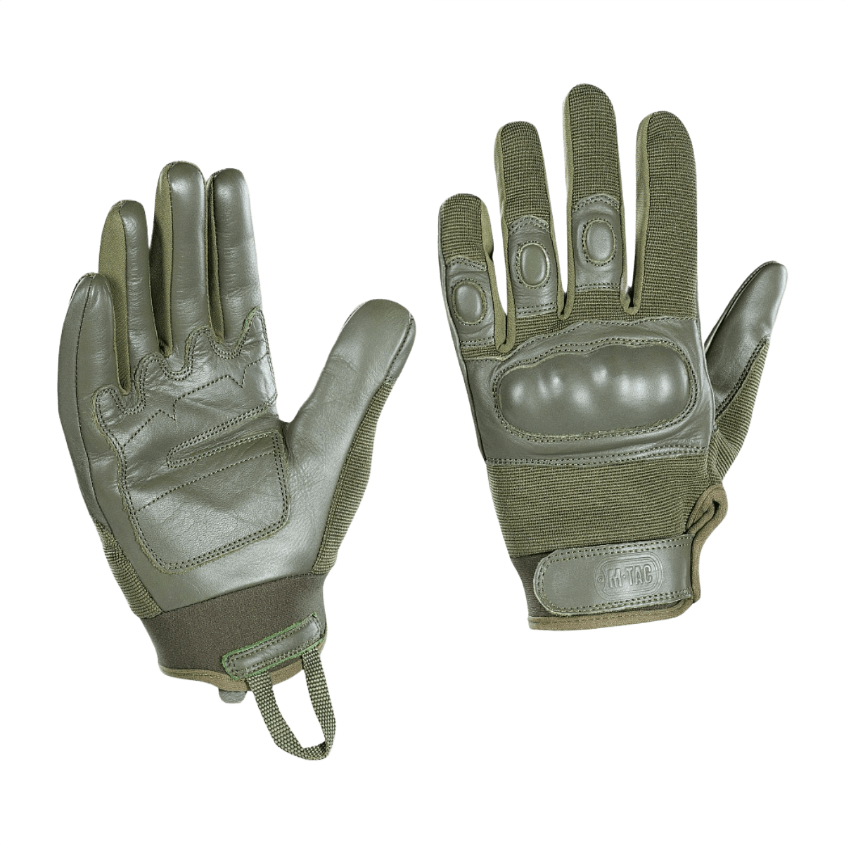 M-Tac Assault Tactical Mk.4 -hanskat, aidolla nahalla vahvistettu kämmen ja velcro-suljenta. Iskunvaimennuspadat nyrkissä.