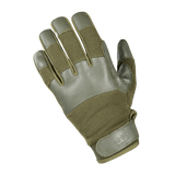 Vihreät M-Tac Handsker Police Gen.2 nahkaa ja synteettistä materiaalia, Velcro-suljenta, suunniteltu taktiseen käyttöön ja turvallisuuteen.