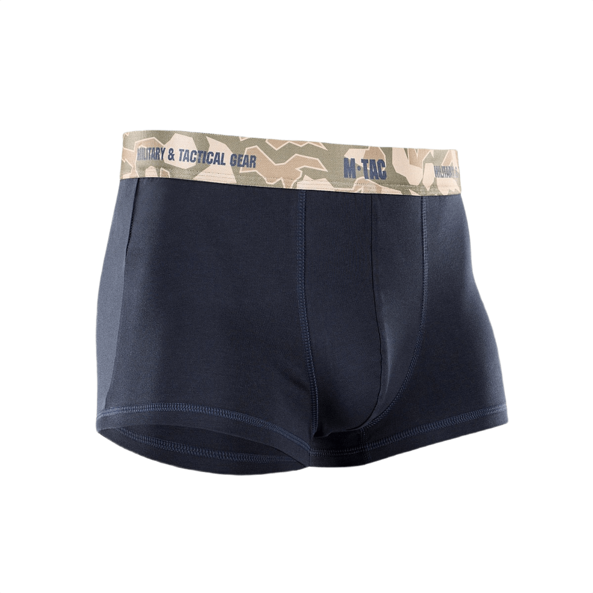M-Tac Herre Boxer 93/7 sinisenä kamuflaasielastisella vyötäröllä, suunniteltu mukavuuteen ja kestävyyteen, täydellinen päivittäiseen käyttöön ja aktiiviseen elämäntyyliin.
