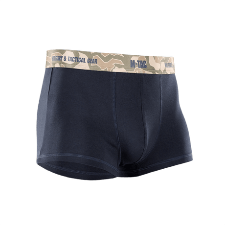 M-Tac Herre Boxer 93/7 sinisenä kamuflaasielastisella vyötäröllä, suunniteltu mukavuuteen ja kestävyyteen, täydellinen päivittäiseen käyttöön ja aktiiviseen elämäntyyliin.
