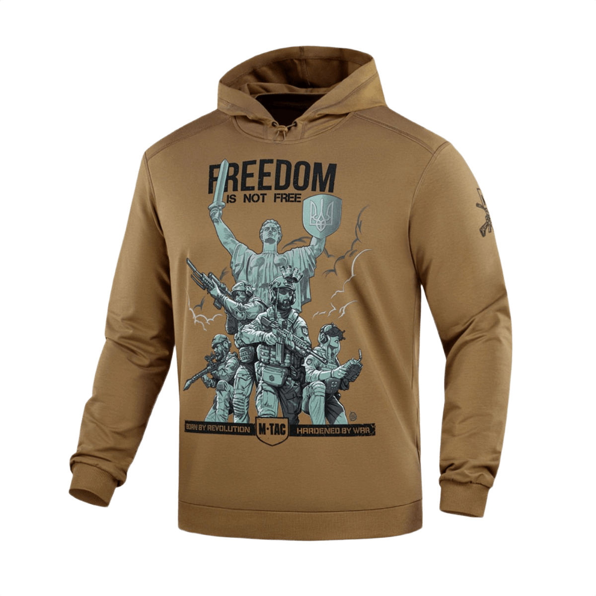 M-Tac Hoodie Freedom yhdistää sotilasaiheisen designin mukavuuteen ja joustavuuteen, sopii arkeen ja ulkoiluun.