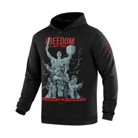 M-Tac Hoodie Freedom sotilasvaikutteinen muotoilu ja säädettävä huppu arkeen ja ulkoiluun. Musta MagnaColours®-printillä.