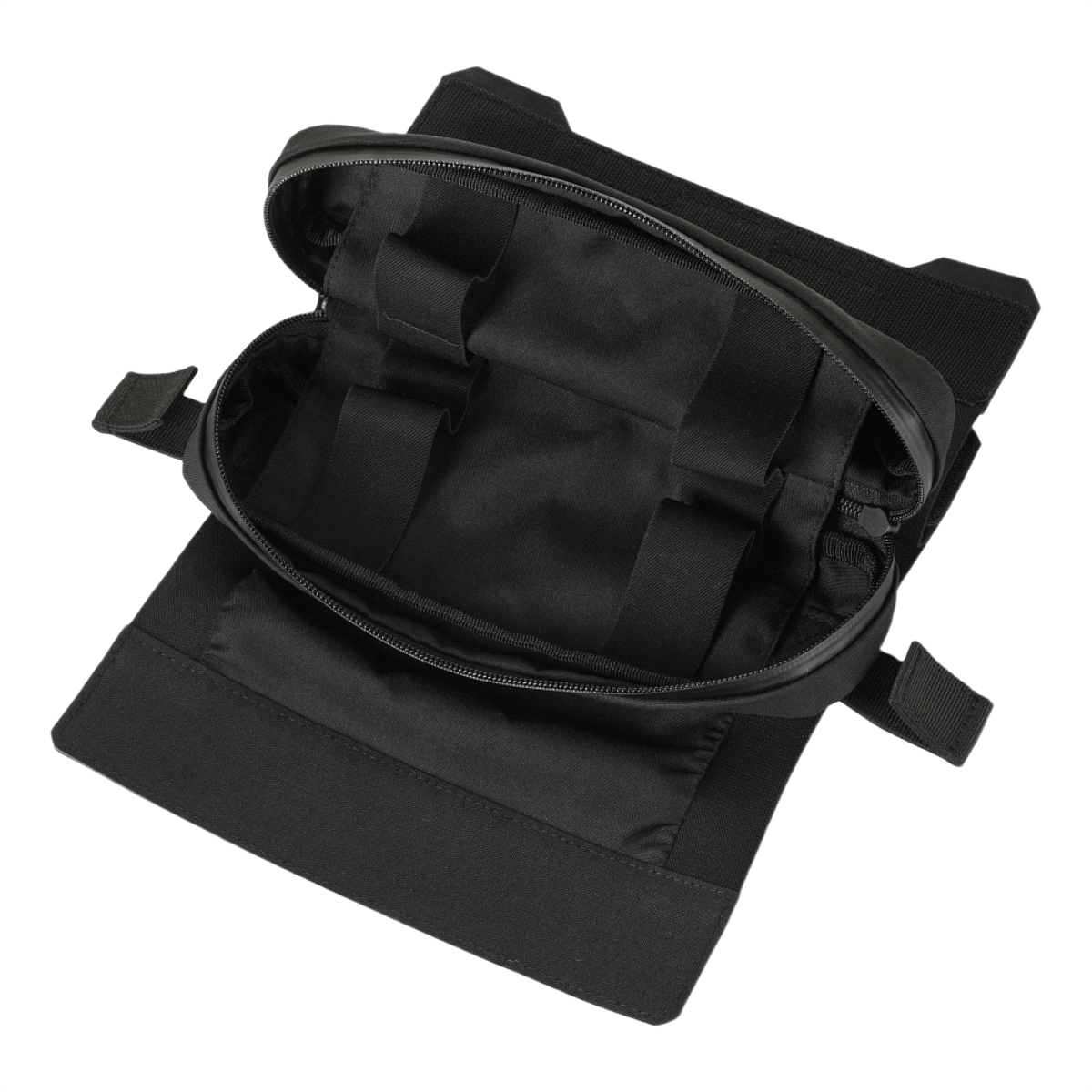 M-Tac Horizontal Medical Pouch ROLL Elite avattuna, Cordura-materiaali ja useita lokeroita lääkintätarvikkeille.