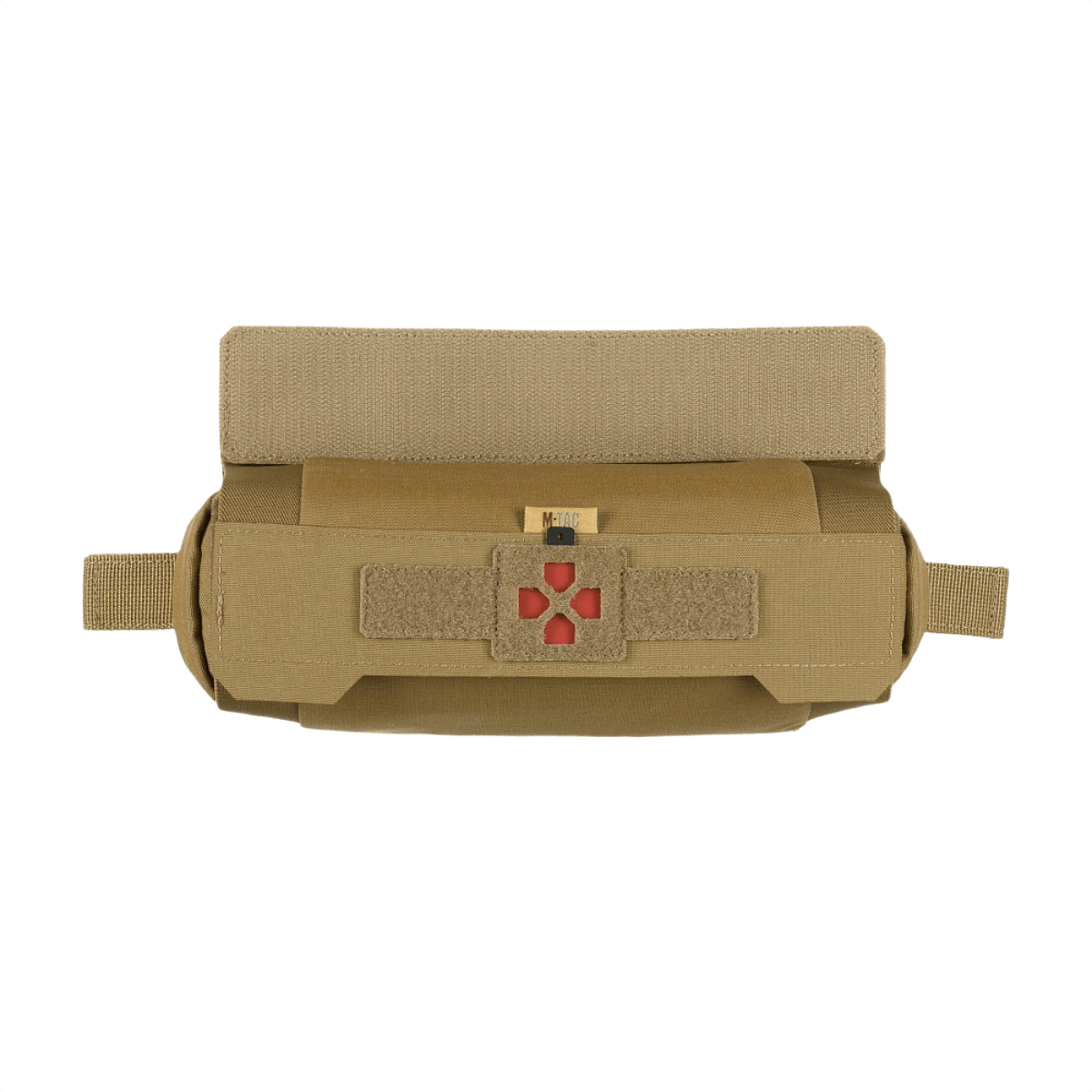 M-Tac Horizontal Medical Pouch ROLL Elite Cordura 500D:llä, integroitu taktiseen varusteeseen, edestä nähtynä.