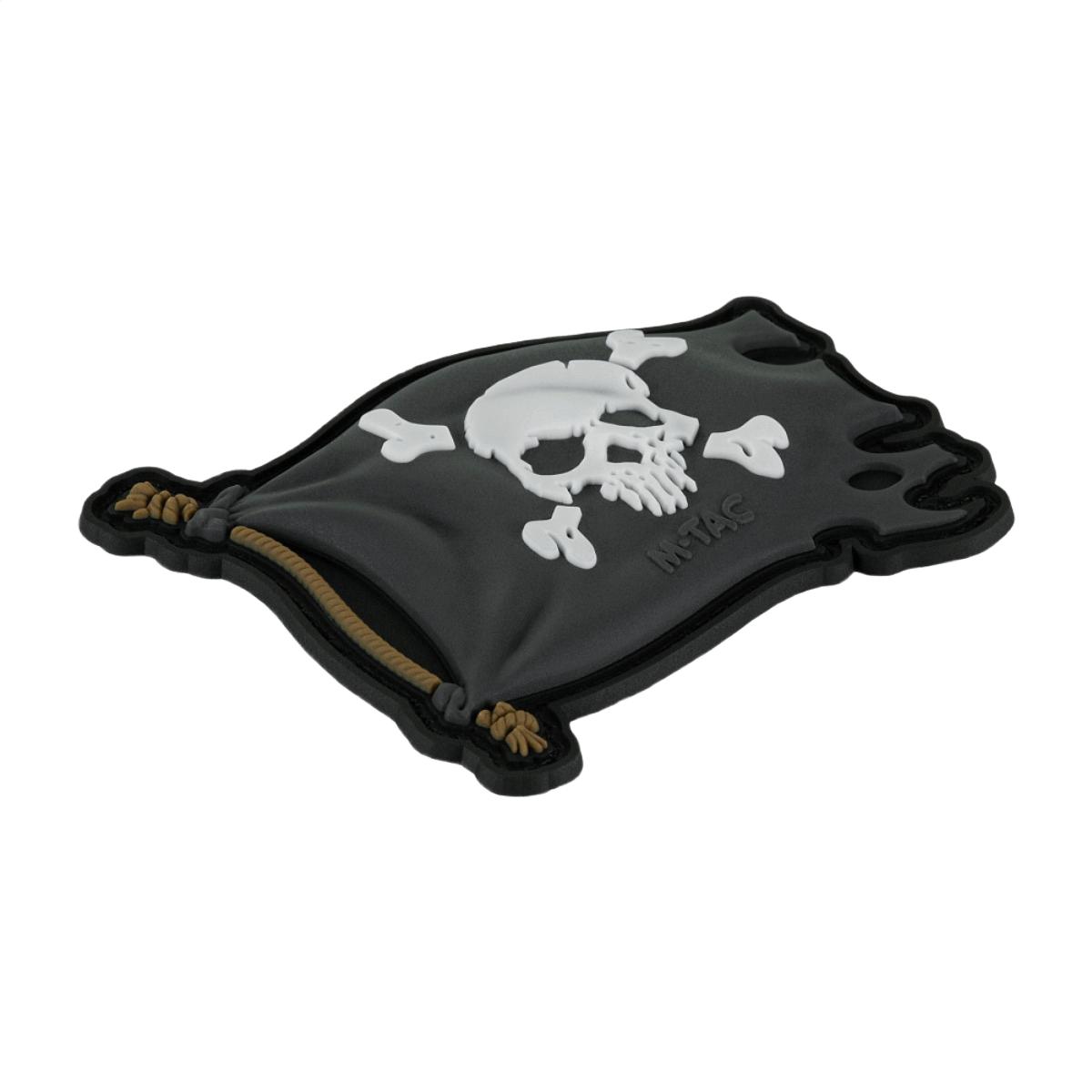M-Tac Patch Jolly Roger PVC 3d-malli mustavalkoisena, PVC, velcro-kiinnitys, seikkailusymboliikka, 8x5, vaatteisiin ja taktiseen varustukseen.