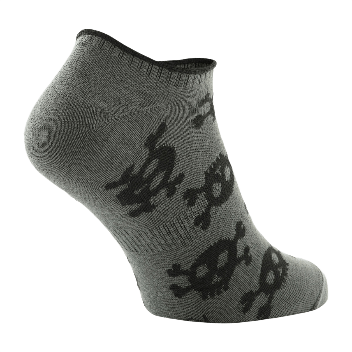 Harmaat M-Tac kevyt kesäsukat Pirate Skull, merirosvokallon kuvio, ergonominen istuvuus juoksuun ja ulkoiluun lämpimällä säällä.