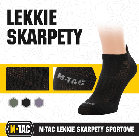 Musta M-Tac Let Sportsokker suunniteltu juoksuun, ergonomisilla painepisteillä ja hengittävällä materiaalilla, täydellinen ulkourheiluun.