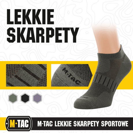 M-Tac Let Sportsokker hengittävästä materiaalista, suunniteltu juoksuun ja ulkoiluun, lyhyt pituus, optimaalinen istuvuus ja mukavuus.