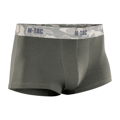 M-Tac Herre Boxer 93/7 anatomisella istuvuudella, litteillä saumoilla ja leveällä kuminauhalla, suunniteltu mukavuuteen ja liikkumisvapauteen, vihreä väri.