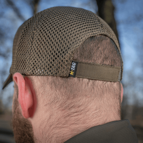 M-Tac Mesh Flex Ripstop Baseball Cap takaa, mesh-rakenne ja säädettävä Velcro-tarranauha maksimaaliseen mukavuuteen ja ilmanvaihtoon.