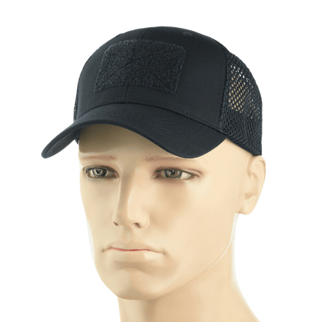 M-Tac Mesh Flex Ripstop Baseball Cap Velcro-kiinnityksellä, musta, hyvä ilmanvaihto ja kestävä ripstop-etupuoli.