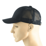 M-Tac Mesh Flex Ripstop Baseball Cap en mustana, sivuilla tuuletuspaneelit, mallipään päällä. Käytännöllinen ja kestävä ulkokäyttöön.