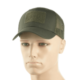 M-Tac Mesh Flex Ripstop Baseball Cap Velcro-kiinnityksellä netti-paneeleilla, sopii taktiseen käyttöön ja kesäpäiviin, mannekiinilla esitettynä.