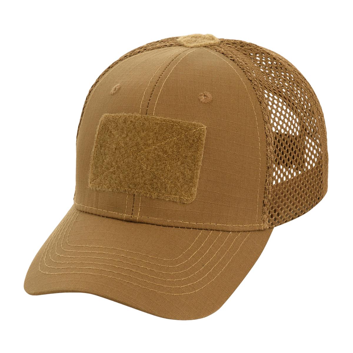 M-Tac Mesh Flex Ripstop Baseball Cap Velcro-kiinnityksellä ruskeana, sopii taktiseen käyttöön ja lämpimiin kesäpäiviin, säädettävä istuvuus.