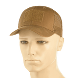 M-Tac Mesh Flex Ripstop Baseball Cap Velcro-kiinnityksellä mannekiinilla, suunniteltu ilmanvaihtoon ja mukavuuteen taktista käyttöä varten, etunäkymä.