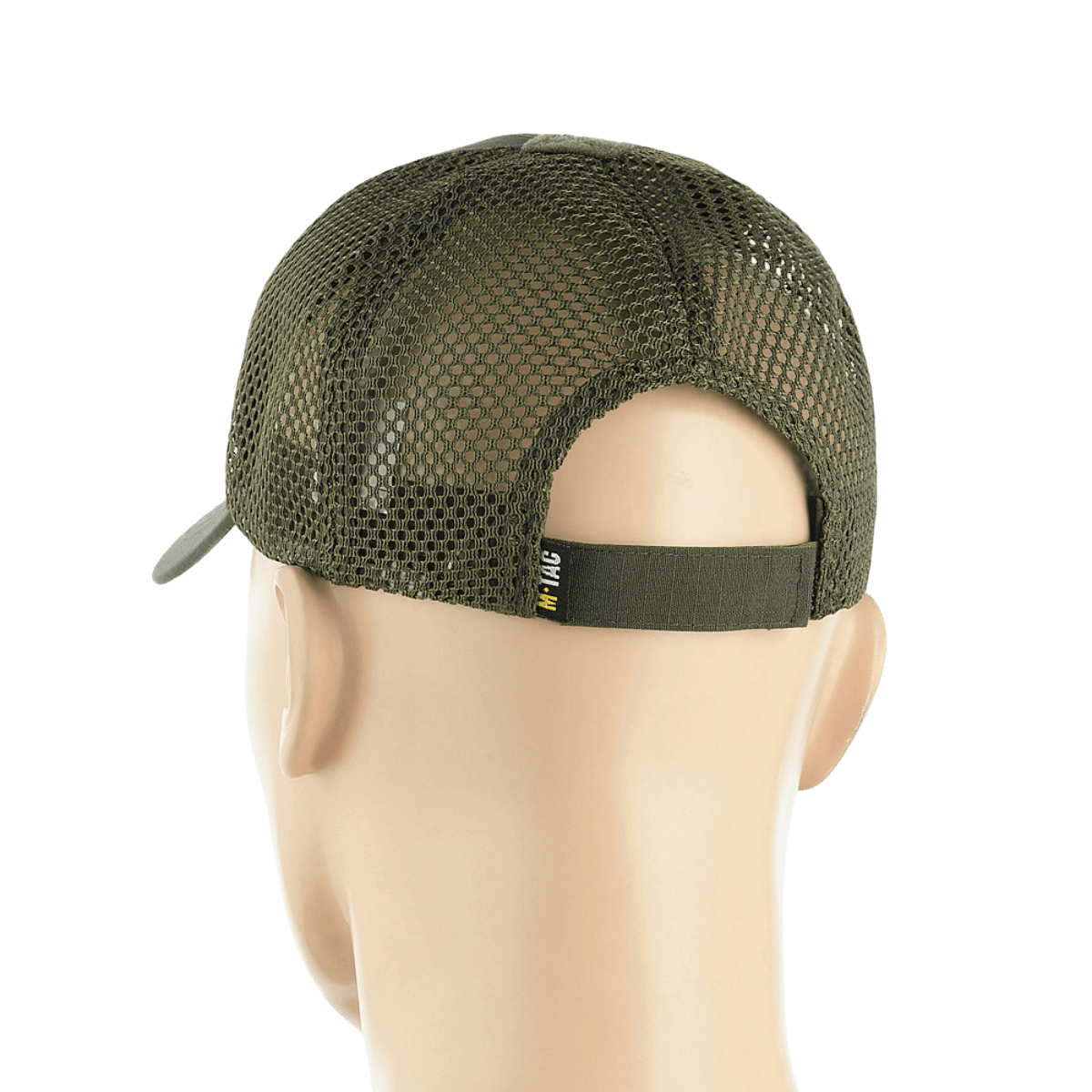 M-Tac Mesh Flex Ripstop Baseball Cap Velcro-kiinnityksellä vihreällä verkolla, takaa kuvattuna säädettävällä remmillä, suunniteltu kesään ja taktiseen käyttöön.