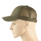 M-Tac Mesh Flex Ripstop Baseball Cap oliivinvihreänä, hengittävät mesh-paneelit sivulla, sivukuva, ihanteellinen ulkokäyttöön ja mukavuuteen.