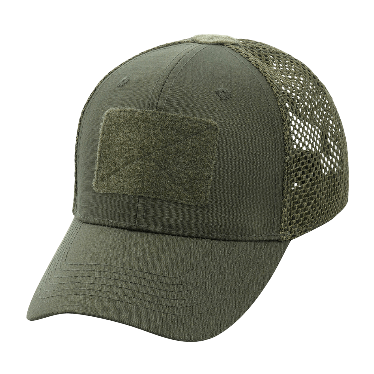 M-Tac Mesh Flex Ripstop Baseball Cap Velcro-kiinnityksellä vihreänä, ventilaatio-paneelit ja säädettävä istuvuus, täydellinen kesään ja taktiseen käyttöön.