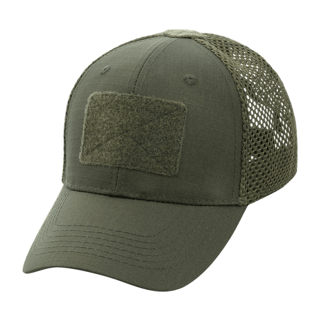 M-Tac Mesh Flex Ripstop Baseball Cap Velcro-kiinnityksellä vihreänä, ventilaatio-paneelit ja säädettävä istuvuus, täydellinen kesään ja taktiseen käyttöön.