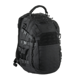 M-Tac Mission Pack -reppu kestävästä mustasta nylosta, MOLLE laser cut -järjestelmällä, suunniteltu taktiseen käyttöön ja outdoor-aktiviteetteihin.