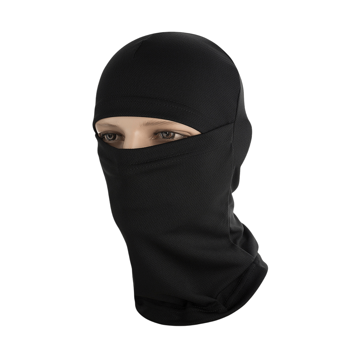 M-Tac Sweating Ninja-Balaclava, musta polyesteri, suunniteltu hengittävyyteen ja kosteudenhallintaan, sopii ulkoiluun