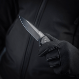 M-Tac Outdoor & Militær taitettava veitsi – Type 6, en, mustahanskassa pidetty, kromattu ruostumaton terä, g10-komposiittikahva.