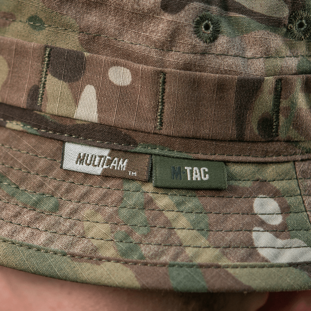 M-Tac Panama Hat Gen.II NYCO maastokuvioinen brändimerkinnöillä ja tuuletusrei'illä, sopii arkipäivään lämpimään säähän ja kesään.