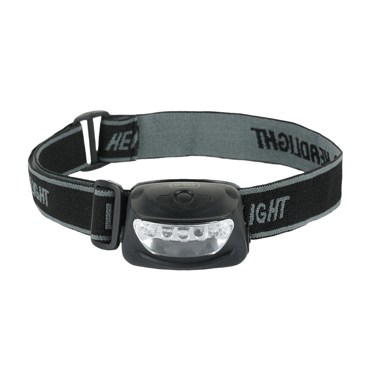M-Tac otsalamppu 4+1 LED elastisella otsaremillä ja kolmella valoasetuksella, valmistettu muovista. Paino 33g ilman paristoja.