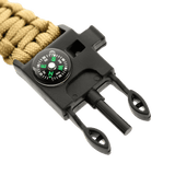 M-Tac Paracord-rannekoru beigena mustalla soljella ja kompassin yksityiskohdalla