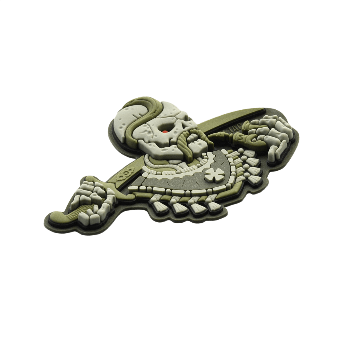M-Tac Patch You Only Die Once 3D PVC, hiha-tarra 3D PVC-materiaalista, krokotiilikuviolla, kiinnitys Velcrolla taktiseen varustukseen.