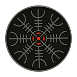 M-Tac Patch Egeshjelm 3D PVC – Helm of Terror mustalla taustalla, halkaisija 55 mm, kumia, 3D‑efekti, kiinnitys Velcro.