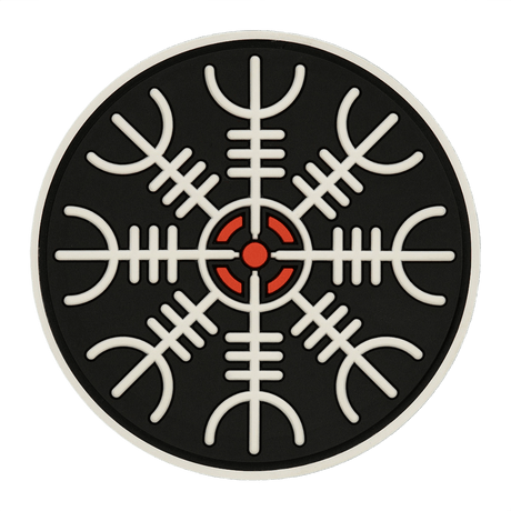 M-Tac Patch Egeshjelm 3D PVC – Helm of Terror -symboli mustana, punaisena ja valkoisena, kumia, Velcro, halkaisija 55 mm, sopii univormuun tai laukkuun.