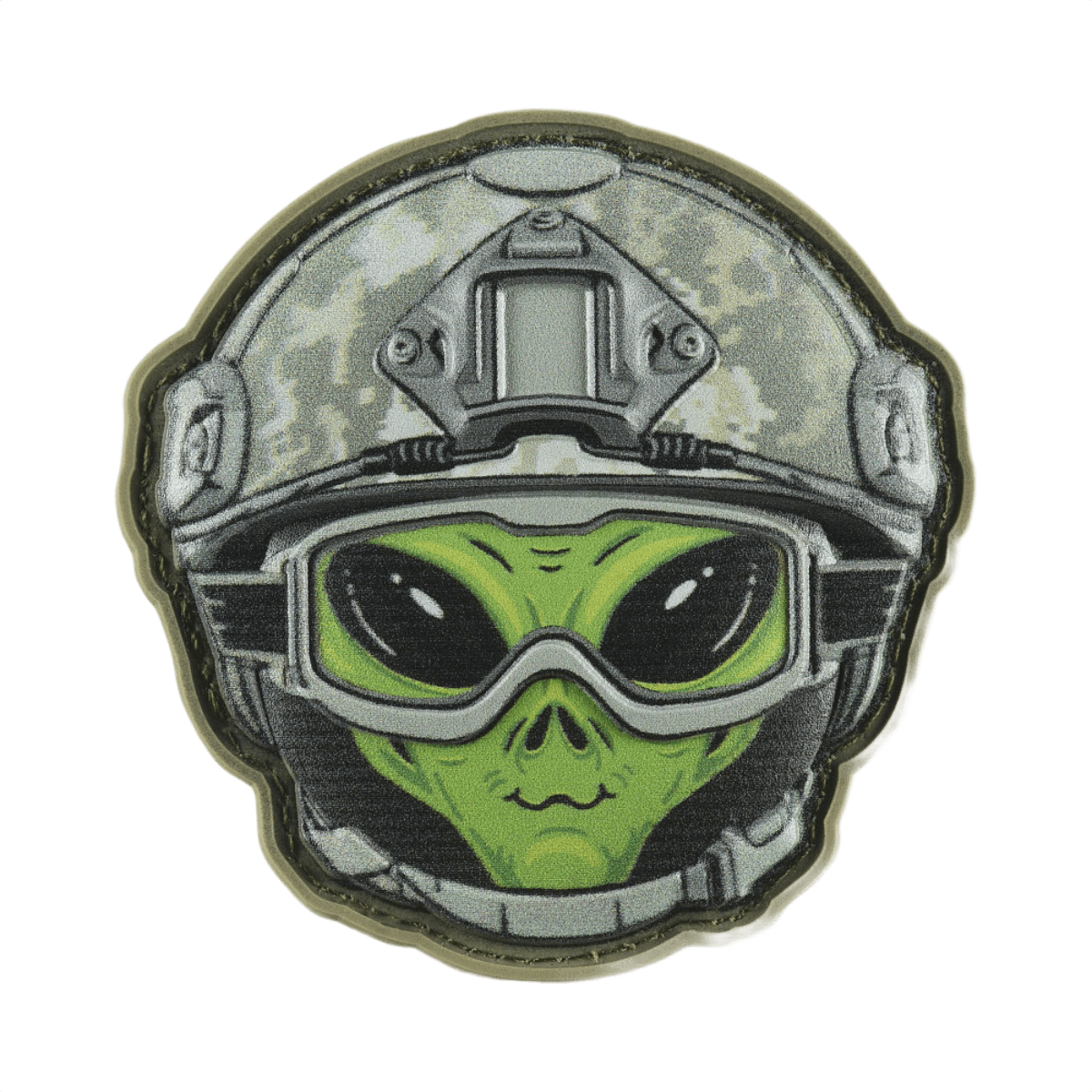 M-Tac Patch Emoji #14 3D-efektillä, PVC-materiaali, Velcro-kiinnitys. Hauska moraalimerkki avaruusolentoaiheella. Koko: 6.5 x 6.5 cm.