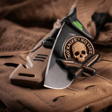 M-Tac Patch No Knife – No Life 3d PVC kumitarrа veitsellä ja pääkallolla, velcro-kiinnitys, 50x50 mm
