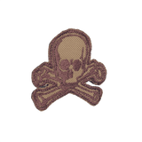 M-Tac Patch Old Skull Velcro 3D-efektillä, ruskea kalloaihe, sopii univormuun ja varusteisiin, mitat 45 x 55 mm, tekstiilimateriaali