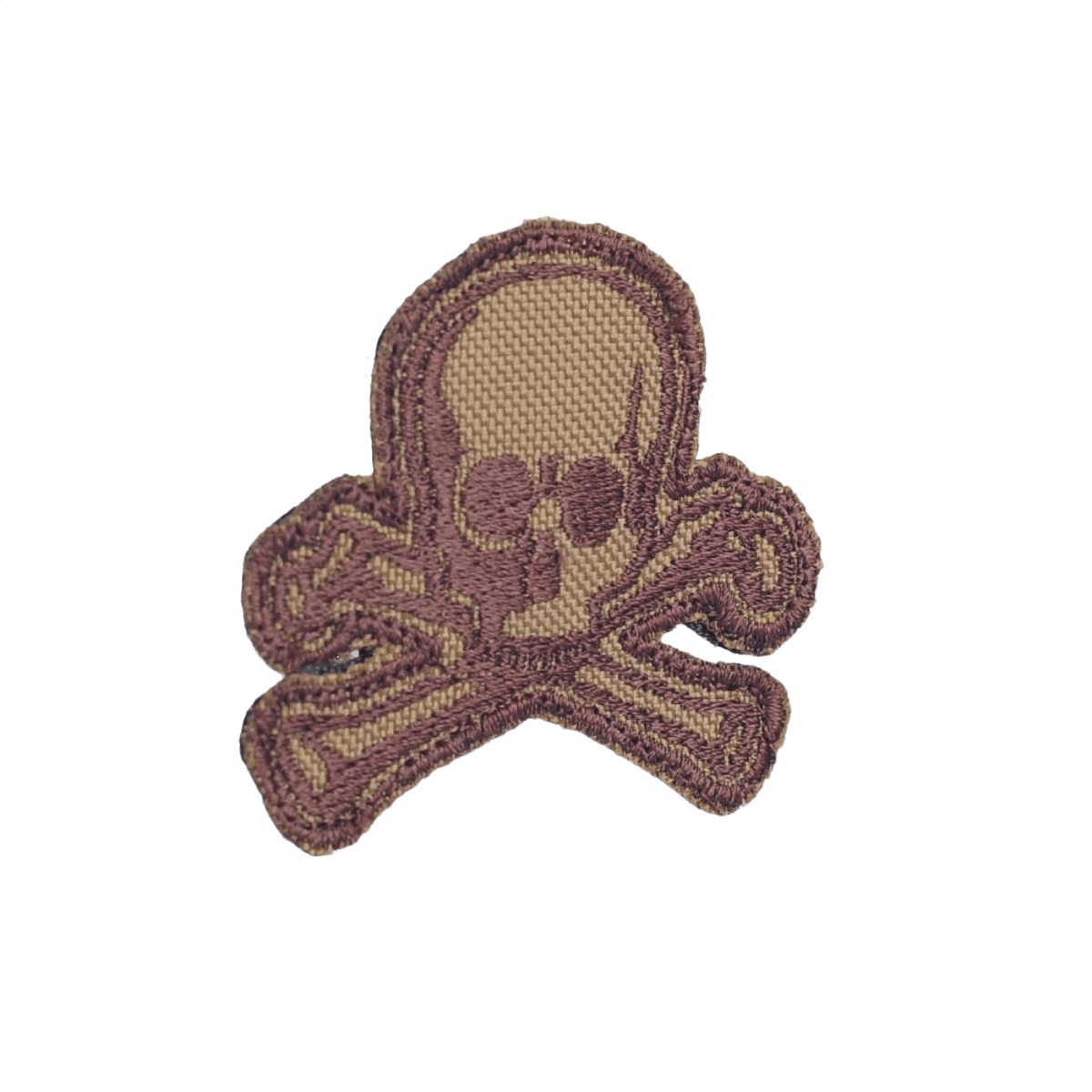 M-Tac Patch Old Skull Velcro 3D-efektillä, ruskea kalloaihe, sopii univormuun ja varusteisiin, mitat 45 x 55 mm, tekstiilimateriaali