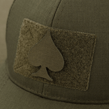 M‑Tac Patch Spades Laser Cut lippalakissa, taktinen patch Velcro-kiinnityksellä, kestävä Cordura 500D -materiaali, "Ace of Spades" -muotoilu