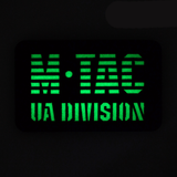 M-Tac Patch UA Division Laser Cut pimeässä hohtavalla materiaalilla ja Velcro-kiinnityksellä, sopii sotilaalliseen tai taktiseen varustukseen, koko 80 x 50 mm.