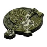 M-Tac Patch Undead Viking 3D PVC, pyöreä hiha-merkki PVC:stä Velcro-kiinnityksellä, sotilaalliseen ja taktiseen käyttöön, vihreä viikinkikuva.