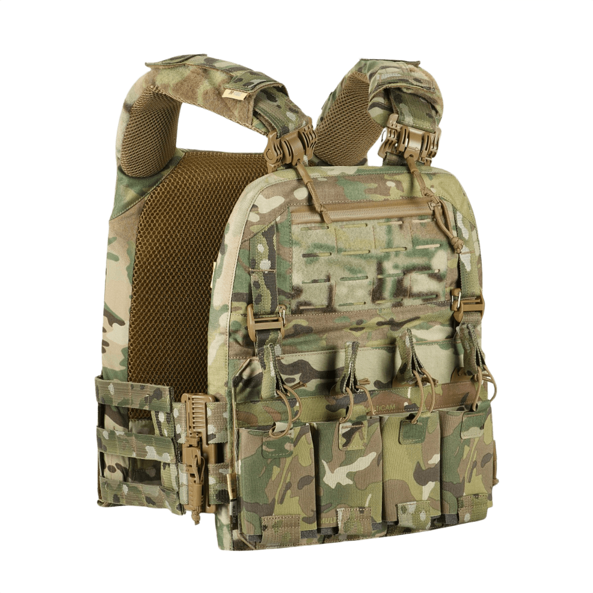 M-Tac Plate Carrier Cuirass FAST XL QRS suojaliivi ESAPI-levyille; suunniteltu Cordura-materiaalista ja pikakiinnitysjärjestelmällä.