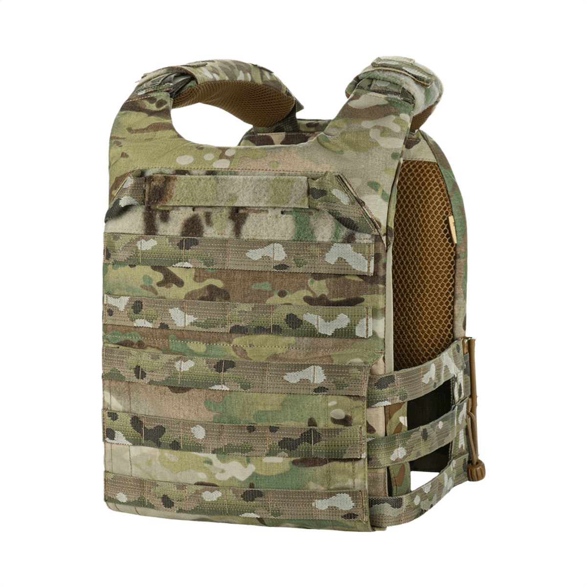 M-Tac Plate Carrier Cuirass Elite Gen.II camo-mallissa, kestävä Cordura 500D -kangas ja Duraflex-pikalukot helppoon käyttöön.