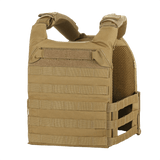 M-Tac Plate Carrier Cuirass Elite Gen.II Cordura 500D:llä ja pikalukoilla, suunniteltu ESAPI Medium -levyille, ruskea taktinen liivi.