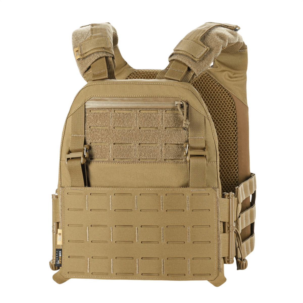 M-Tac Plate Carrier Cuirass Elite Gen.II, edistynyt taktinen liivi Duraflex-pikalukoilla, Cordura 500D -materiaali, hiekansävy.
