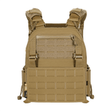 M-Tac Plate Carrier Cuirass FAST Elite Gen.II tan-värissä, Cordura 500D ja pikalukot, nähty edestä.