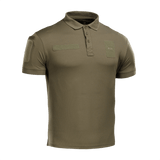 M-Tac Polo Elite Tactical Coolmax, en oliivinvihreä coolmax®-pikeepaita kosteudenpoistolla, suunniteltu poliisille ja turvallisuustyöhön.