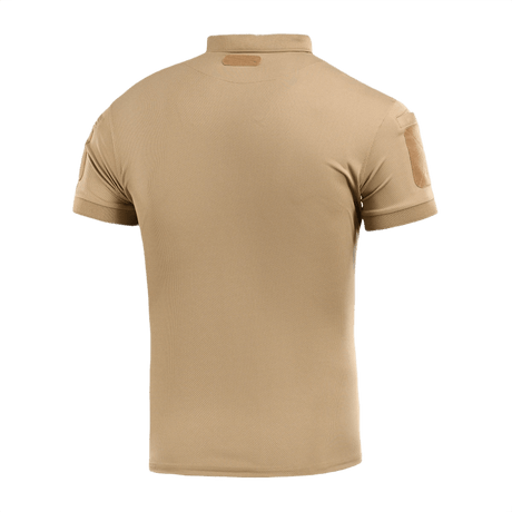 M-Tac Polo Elite Tactical Coolmax tan-värinen takaa nähtynä. Kosteutta imevä ja hengittävä, sopii poliisi- ja turvallisuustyöhön.