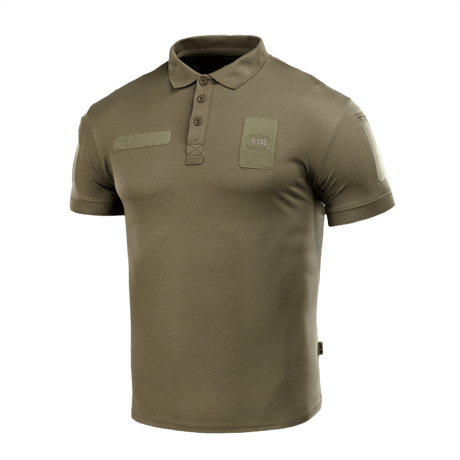 M-Tac Polo Elite Tactical Coolmax, vihreä taktinen paita anti-staattisella langalla, ihanteellinen poliisi- ja turvallisuustyöhön.